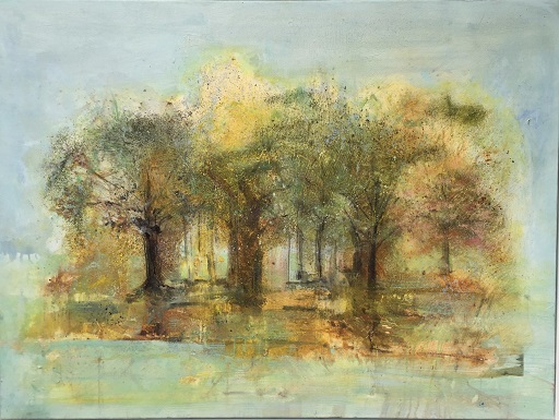 Photograph of British artist Hilary Barry's painting in oil on canvas, titled "In Simple Splendour". Size 122 x 91 cm.