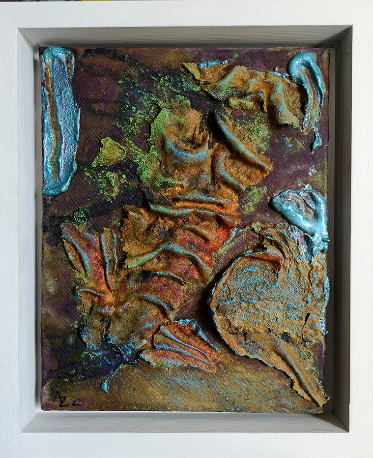 Photograph of Easterly Artists member Ally Marriner's work “Arco Iris” (cement and mixed media).