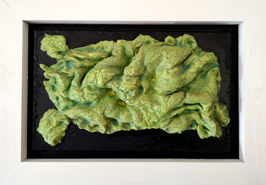 Photograph of Easterly Artists member Ally Marriner's work “Pistachio Dream” (cement and mixed media).