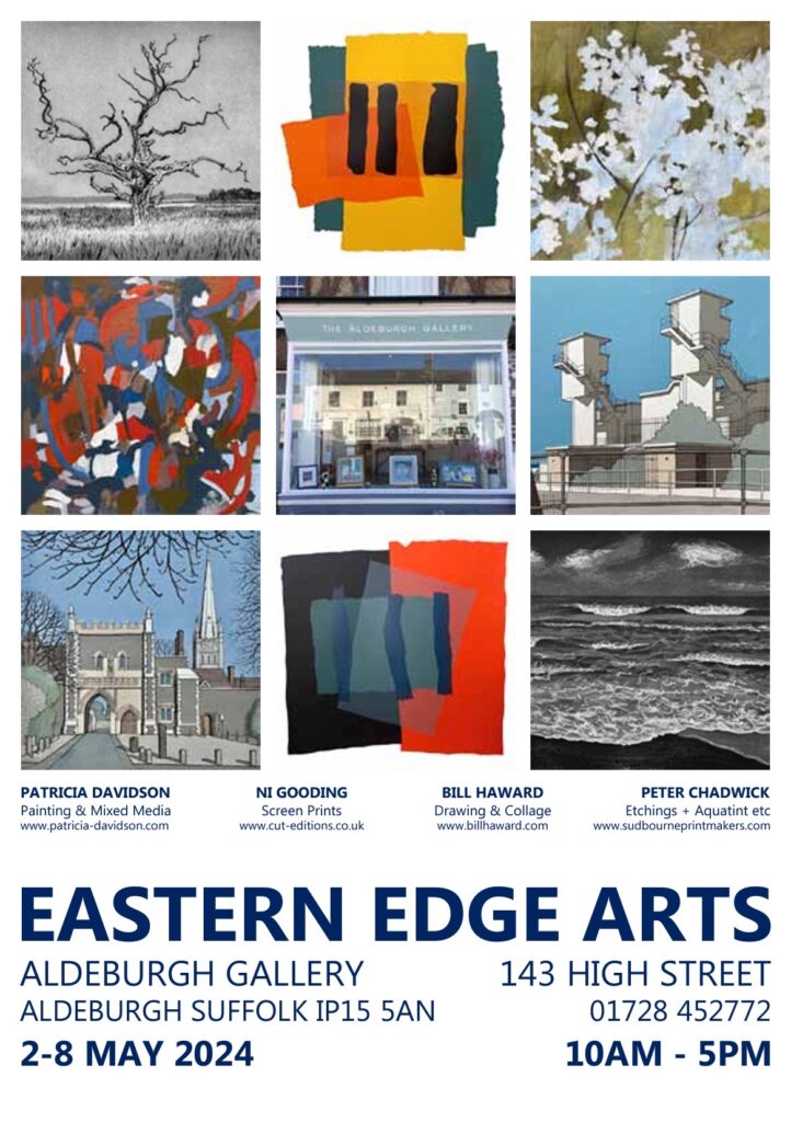 Eastern Edge Arts Exhibition Poster showing different art by members.